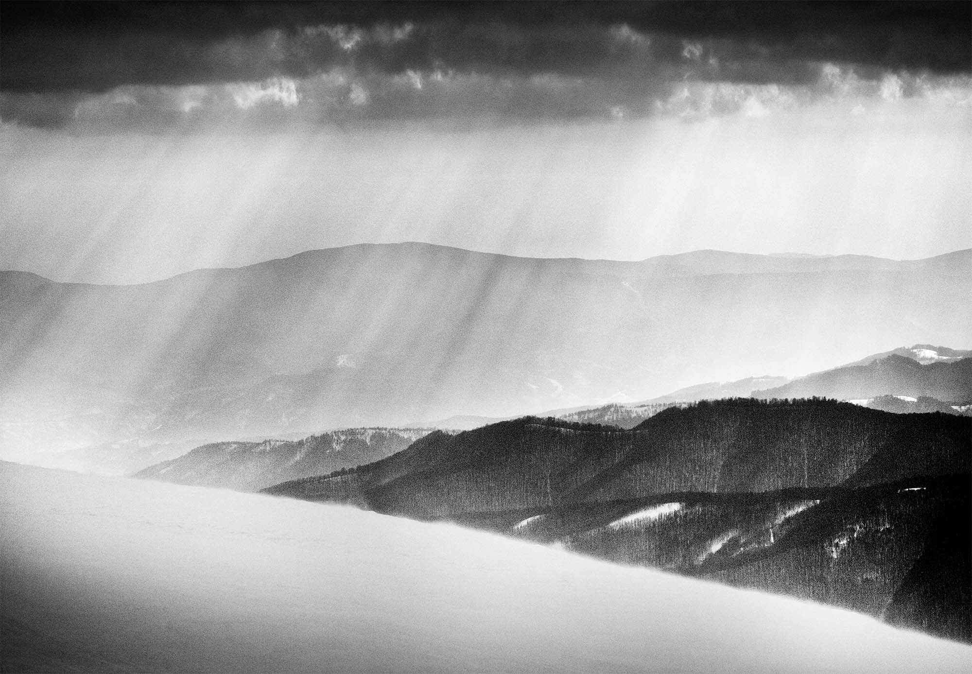 Black-and-white photo Carpathians