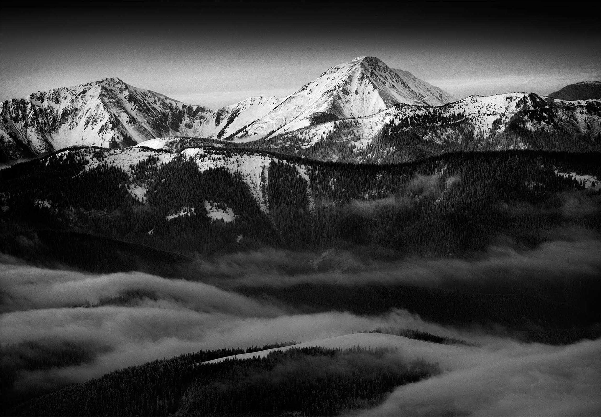 Black and white photographs of the Carpathians